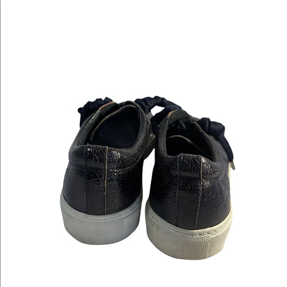 Acne Studios Navy Blue Crackled Shiny Leather Sneakers sz 40 (9) - Picture 5 of 7